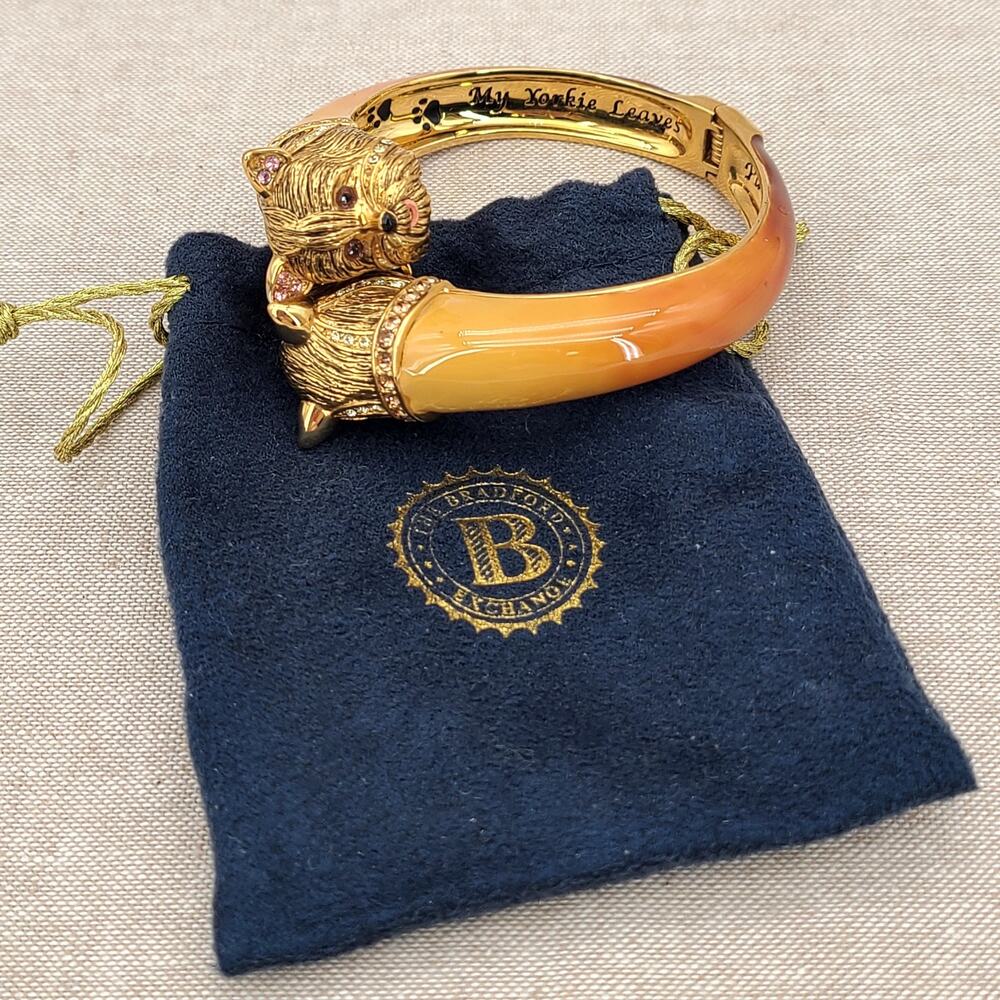 Bradford Exchange Sophistipups I Love My Yorkie Hinged Bangle Bracelet